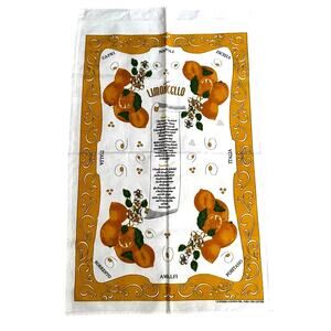 Limoncello large white tea towel 100% cotton kitchen decor yellow lemons recipes